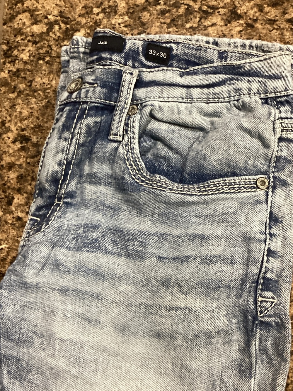 BKE Men's Light Blue Distressed Bootcut Jeans